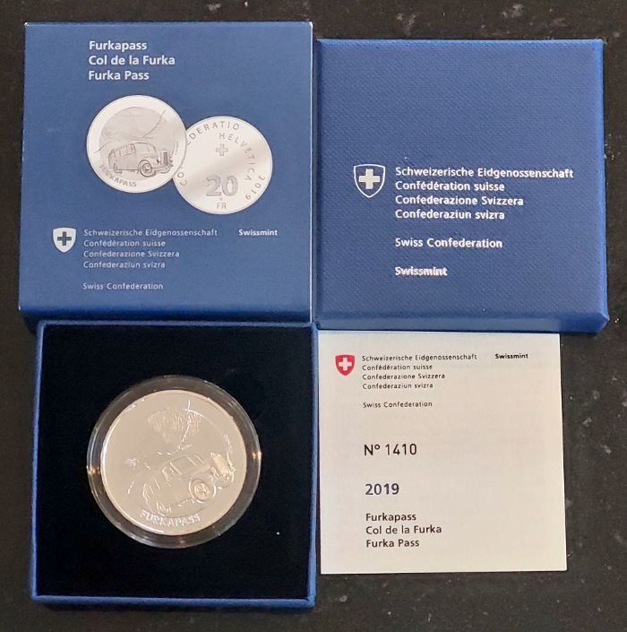 Tutti le monete: 20 Franken 2019 Silber pp Furkapass Box – Nuovo (secondo la descrizione) da Arch venduto da moneyswiss