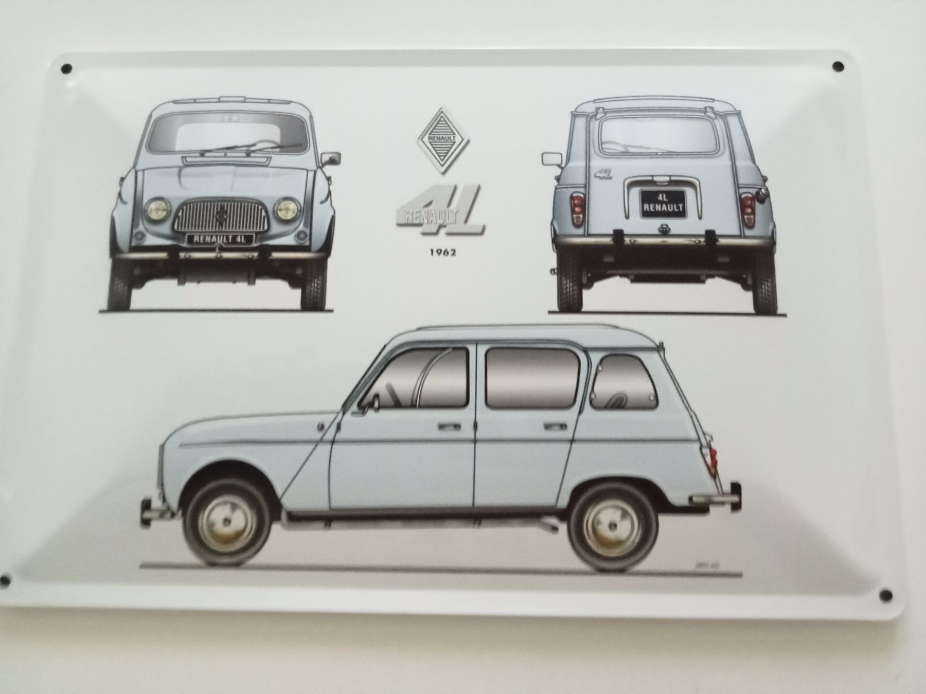 Insegne: Blechschild-RENAULT 4 L - 1962 – Nuovo e nell'imballaggio originale da Rupperswil venduto da big-one-sale