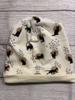 Katze mit goldenem Mond Beanie, Wendemütze, Ökotex, Gr. 48