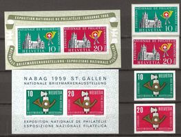 1955/59 : 2 Block Ausgaben + Einzelwerte, postfrisch **