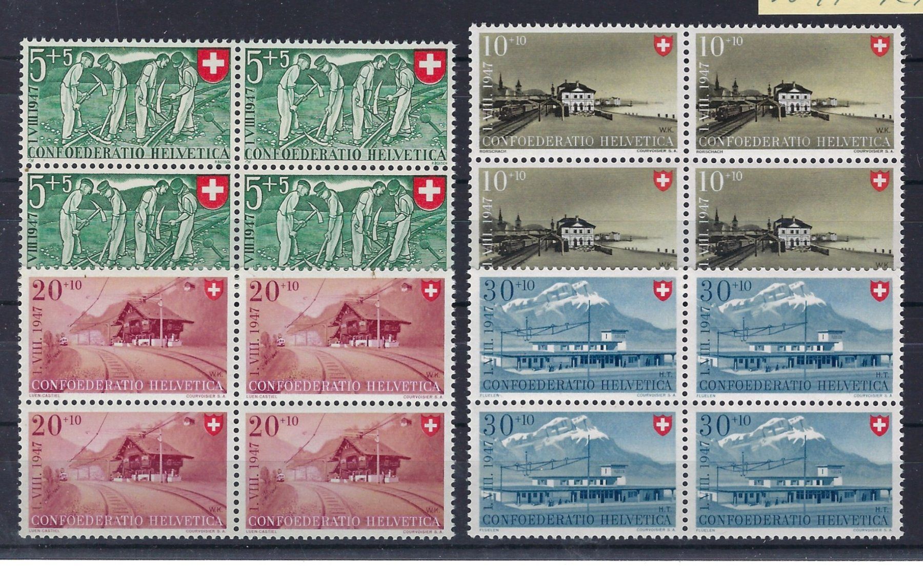 Tutti i francobolli: 1947 Pro Patria Viererblocks postfrisch  15971 – Usato da Lunden venduto da Animus999