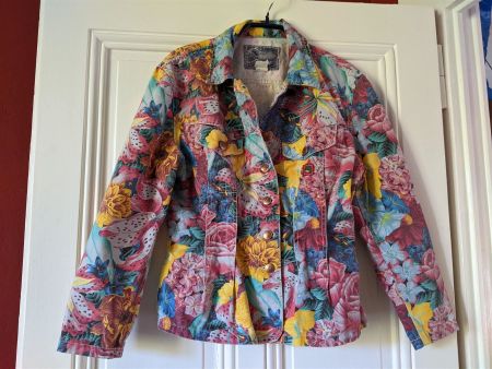 KENZO : Blouson jean imprimé floral M-L