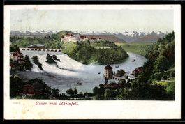 AK Schaffhausen, Rheinfall vom Berg aus gesehen