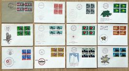 1965 - 1975 FDC Schweiz Komplette Sätze im 4er Block