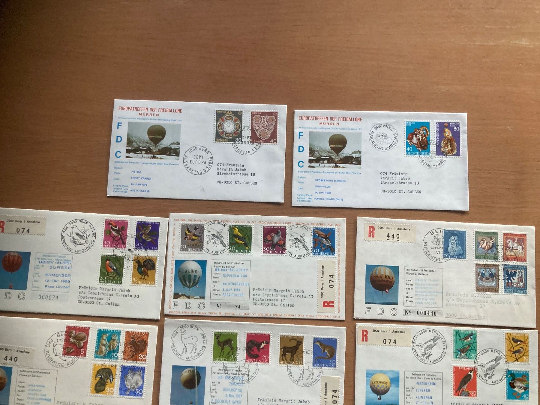 Tutti i francobolli: 14 Briefe FDC Ballonpost / Freiballon – Usato da Kriens venduto da Meier72 4