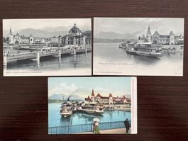 LUZERN DAMPFSCHIFF Kriegs- und Friedensmuseum, Bahnhof, 3 AK