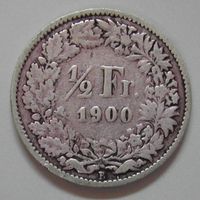 020 CH, 50 RAPPEN 1900 B, ABART, SILBER, -ss