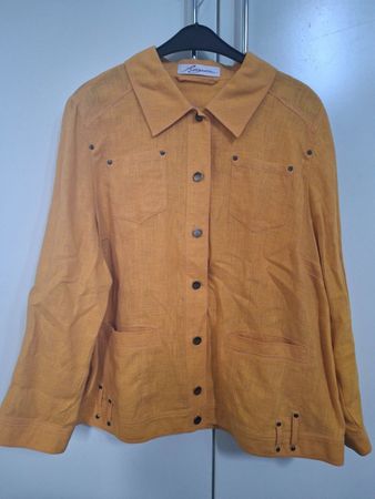 Trendige Leinenjacke in Gelb, Grösse 50, Top Zustand!
