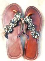 FLIP FLOPS SANDALE SANDALETTEN 42 LEDER SCHUHE TOP ZU KLEID