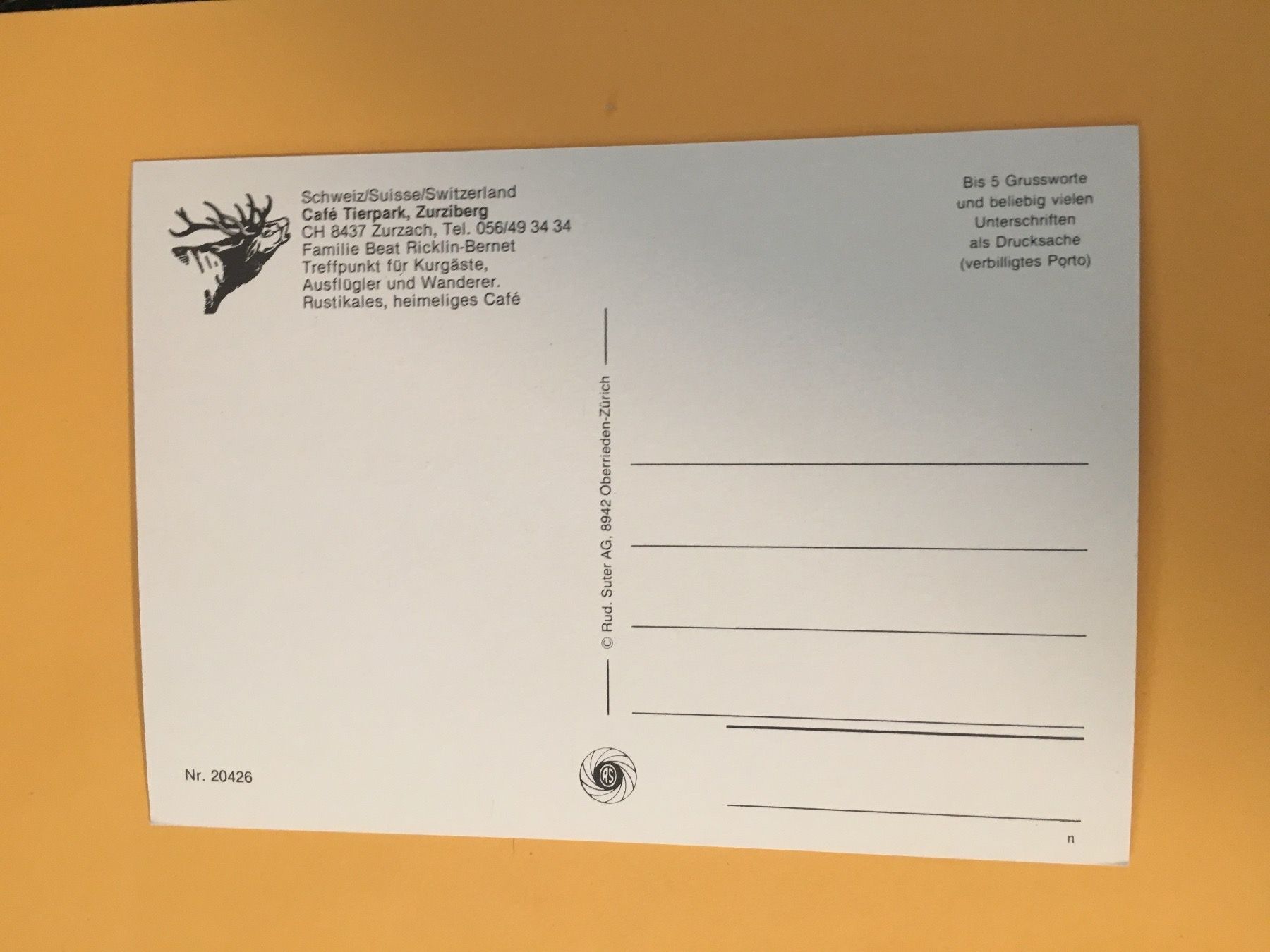Cartoline postali: Zurzach Café Tierpark Aargau – Usato da Küttigen venduto da Melisch1000 1