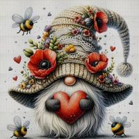 Kreuzstich-Sticken-Geschenk-Handarbeit-Zwerg-Basteln 30x30cm