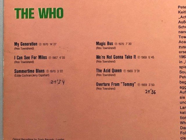 Vinyles: Who – D'occasion à Aarwangen par Jukebox3 3
