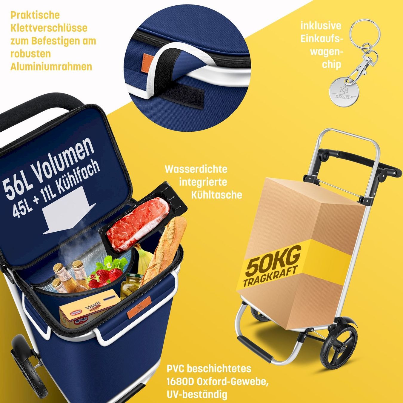 Borse: KESSER Einkaufstrolley 56L navyblau – Nuovo e nell'imballaggio originale da Bottighofen venduto da zaap 6