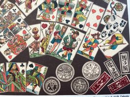 Antike Spielkarten Darstellung Chromlithographie