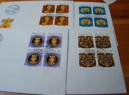 Set Pro Patria 1992, FDC Satz, Einzel + 4erblocks, 9 Belege