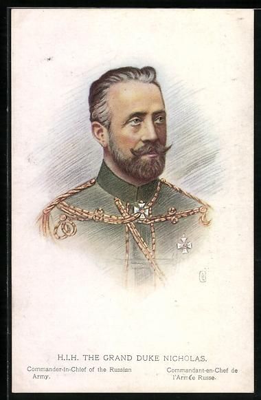 Cartoline postali: Grand Duke Nicholas, Commander in Chief  – Usato da Berlin venduto da bartko-reher
