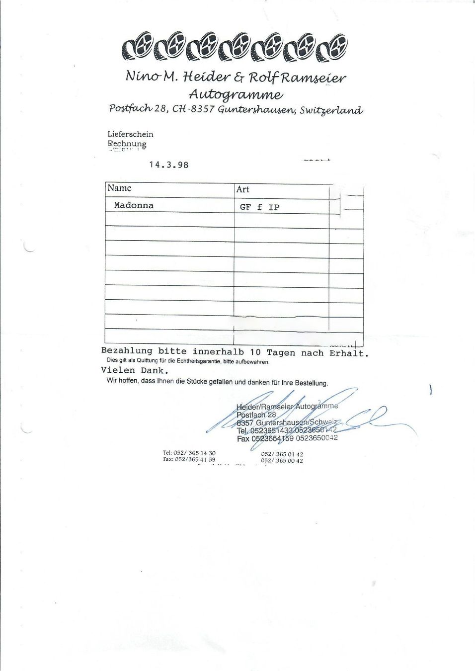 Autographes: Madonna - Original Autogramm – D'occasion à Triesen par Ot1100 2