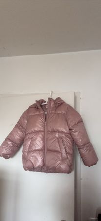 Kinder puffer jacke glänzend altrosa mit Kapuze Gr.122/128