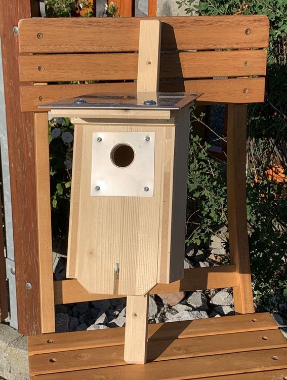 Vogel NISTKASTEN «M» mit Blechdach und Spechten Schutz Kaufen auf Ricardo