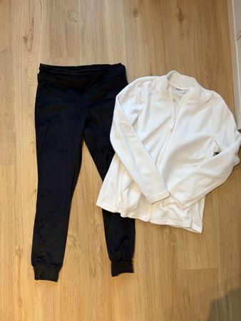 Fleecejacke und Hose Set Grösse L weiss/schwarz