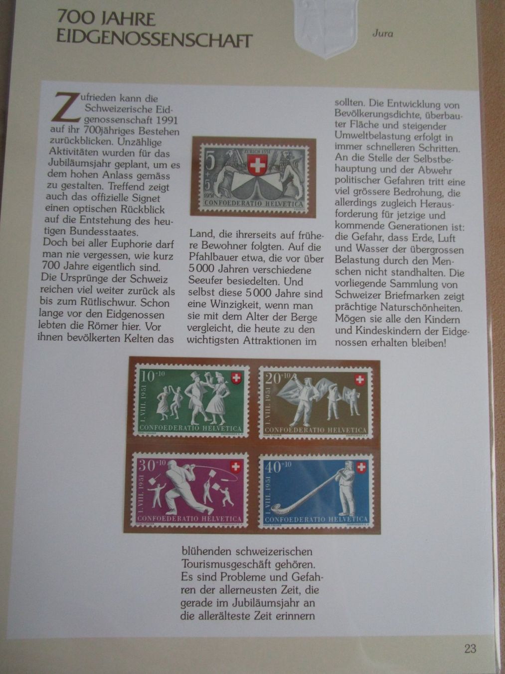 Tutti i francobolli: 700 Jahre Eidgenossenschaft - Limitierte Briefmarkensammlung – Usato da Binningen venduto da tempipassati 7