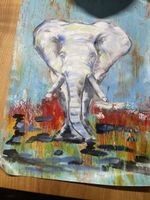 Acryl Gemälde Elefant auf Leinwand bunt abstrakt neu