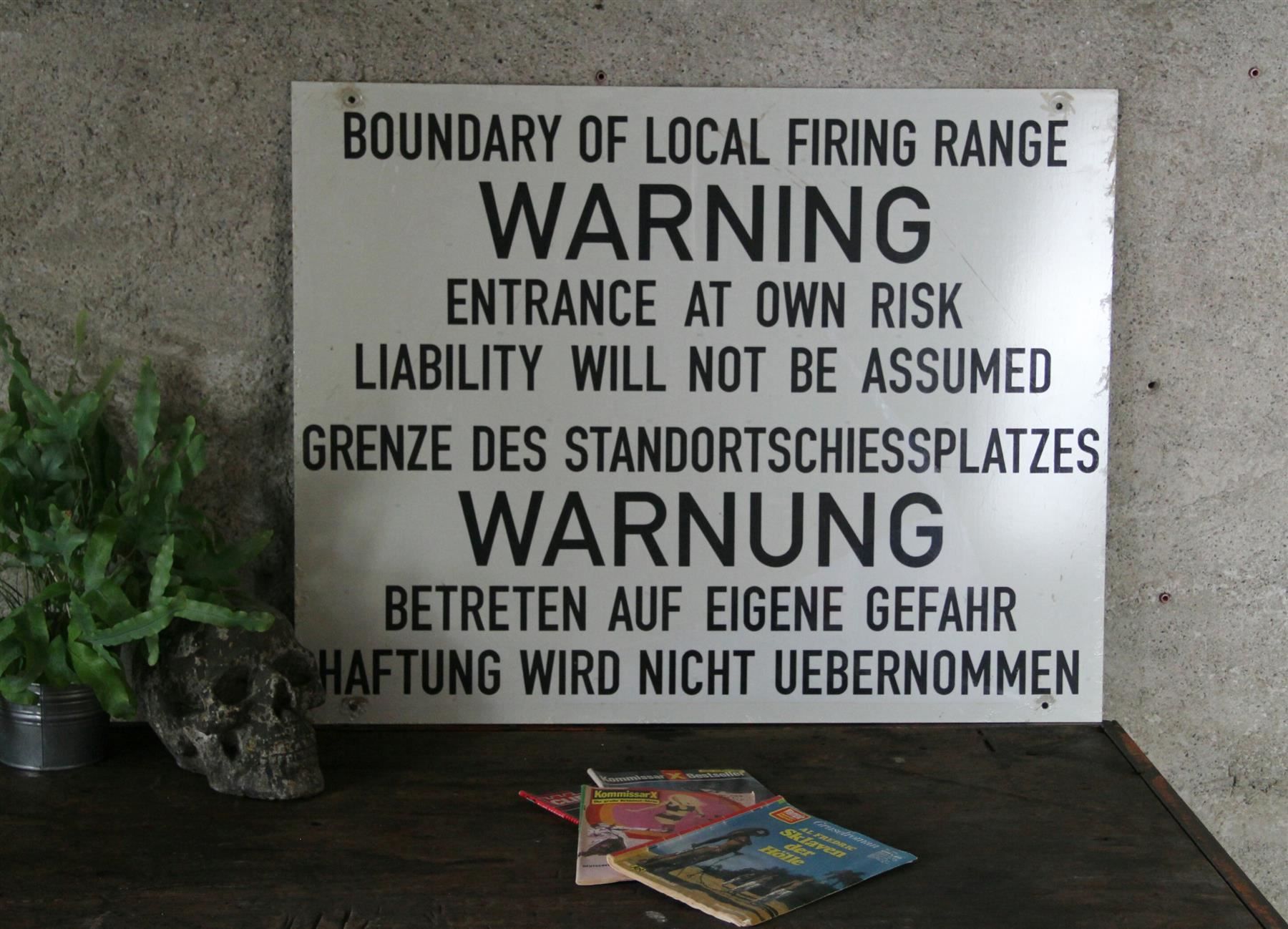 Insegne: Blechschild "Warning" 81 cm x 64 cm – Usato da Birrwil venduto da brandschatz_birrwil 2