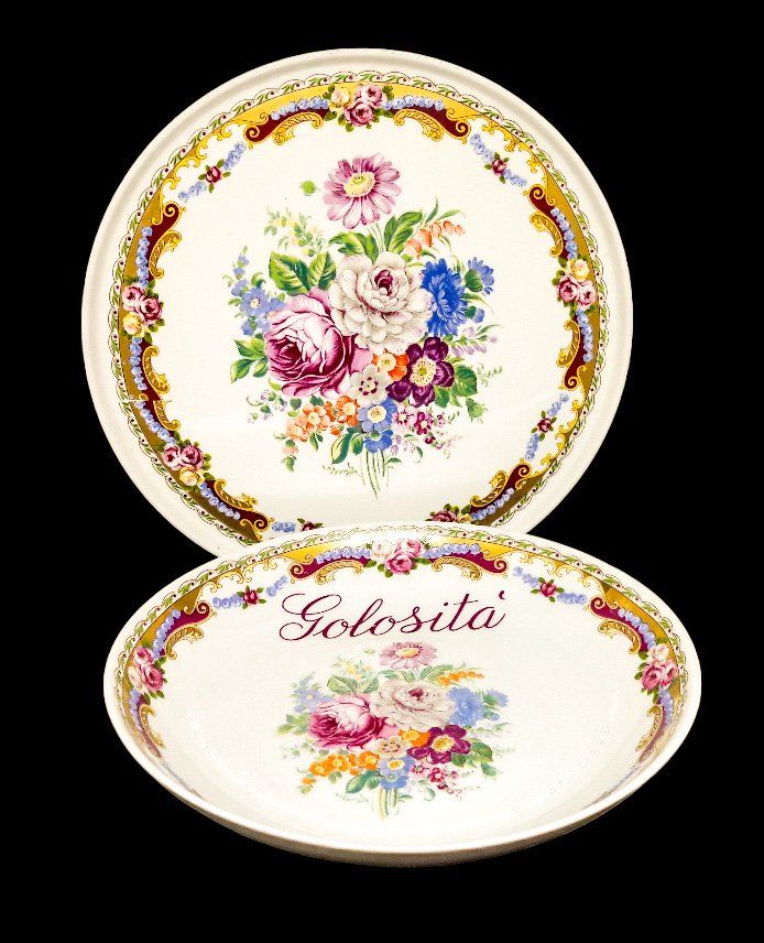 Servierplatten: Depos 2 handbemalte Schalen 2 plats peints main – Gebraucht aus Tavannes von Brocashop