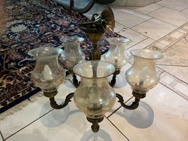 Deckenlampe Messing mit 5 Gläsern verziert gebraucht