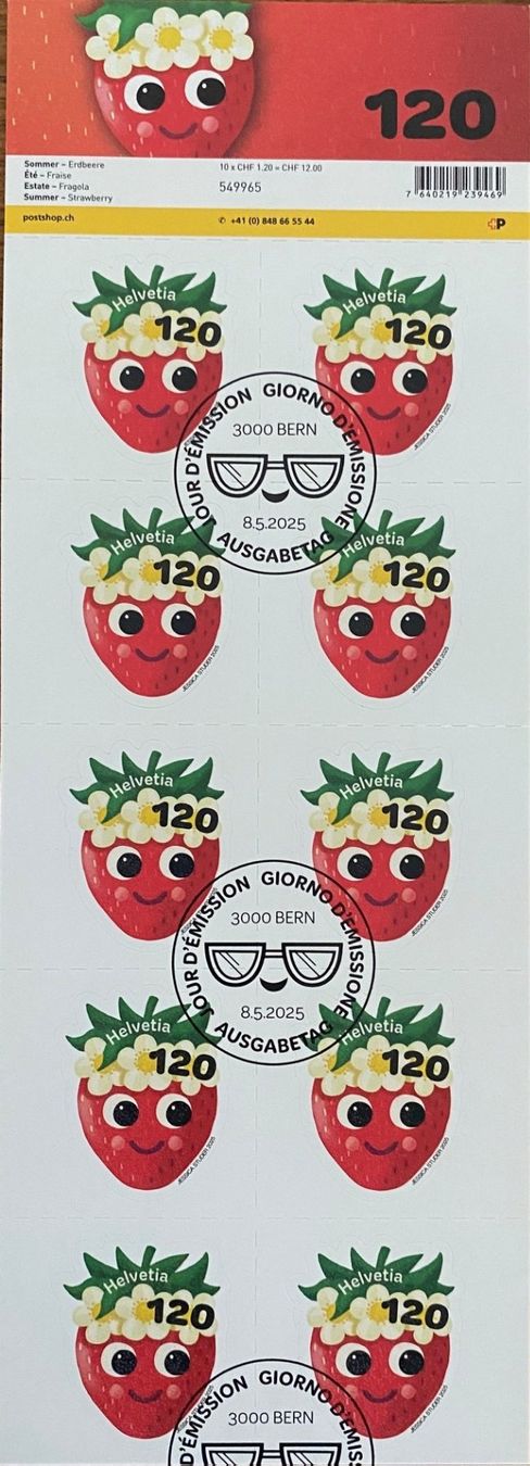 Tous les timbres: Bogen Briefmarken 10 Stk. Sommer - Erdbeeren  2025 gest. – D'occasion à Aedermannsdorf par Sennahoy11
