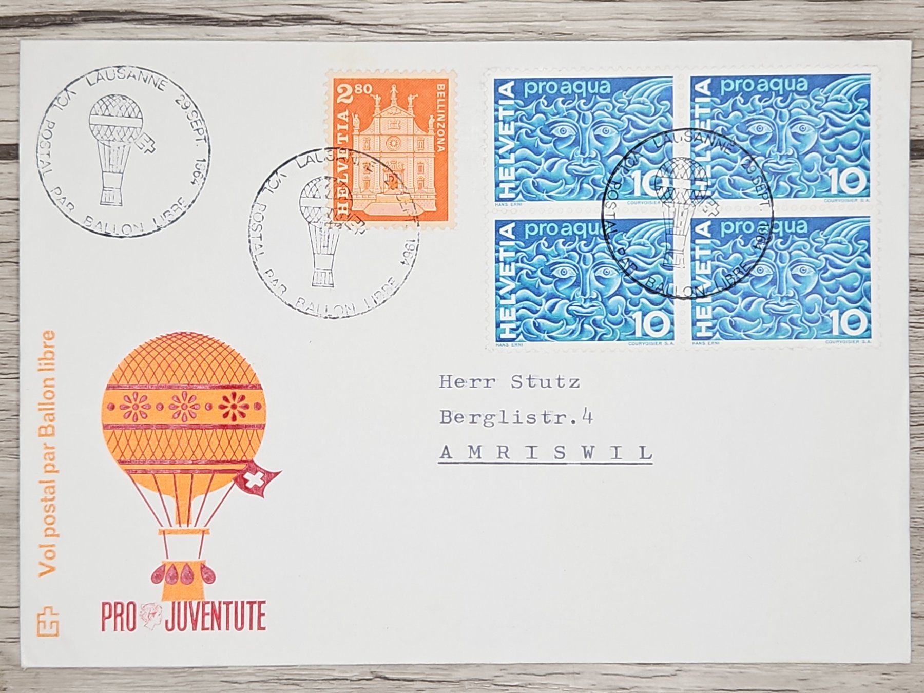 Tutti i francobolli: CL21 Enveloppe + Timbre Suisse 1964 – Usato da Cousset venduto da Patrick_Collections