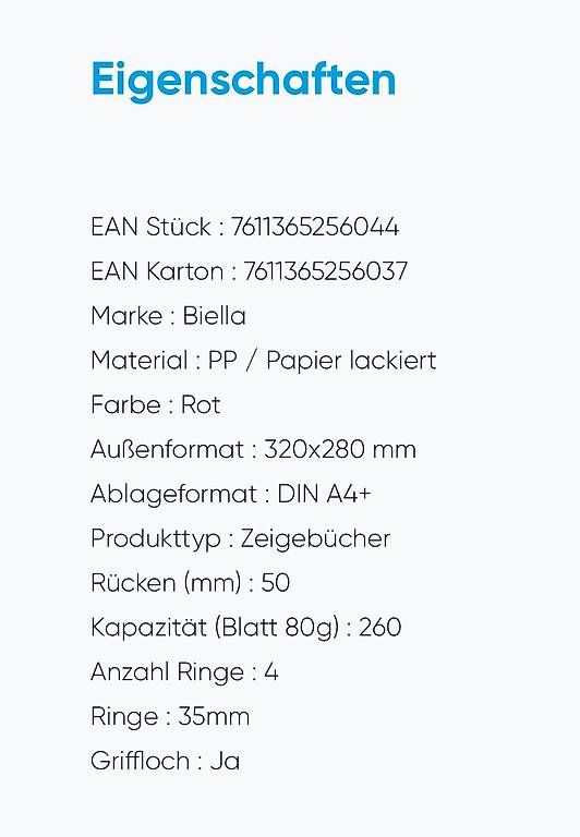 Biella Raccoglitori: 4 Stk. Ringbuch/Ordner Dinor-Quatro A4, rot – Nuovo e nell'imballaggio originale da Necker venduto da liq24 3