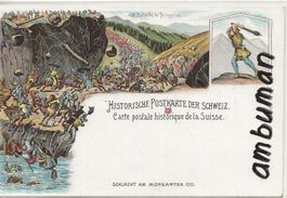 Morgarten ZG Schlacht 1315 Historische Litho um 1900