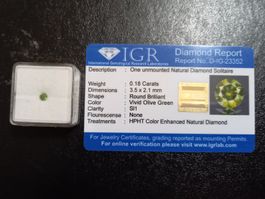 Certified natural diamond 0.18 carats, SI1, top quality!
