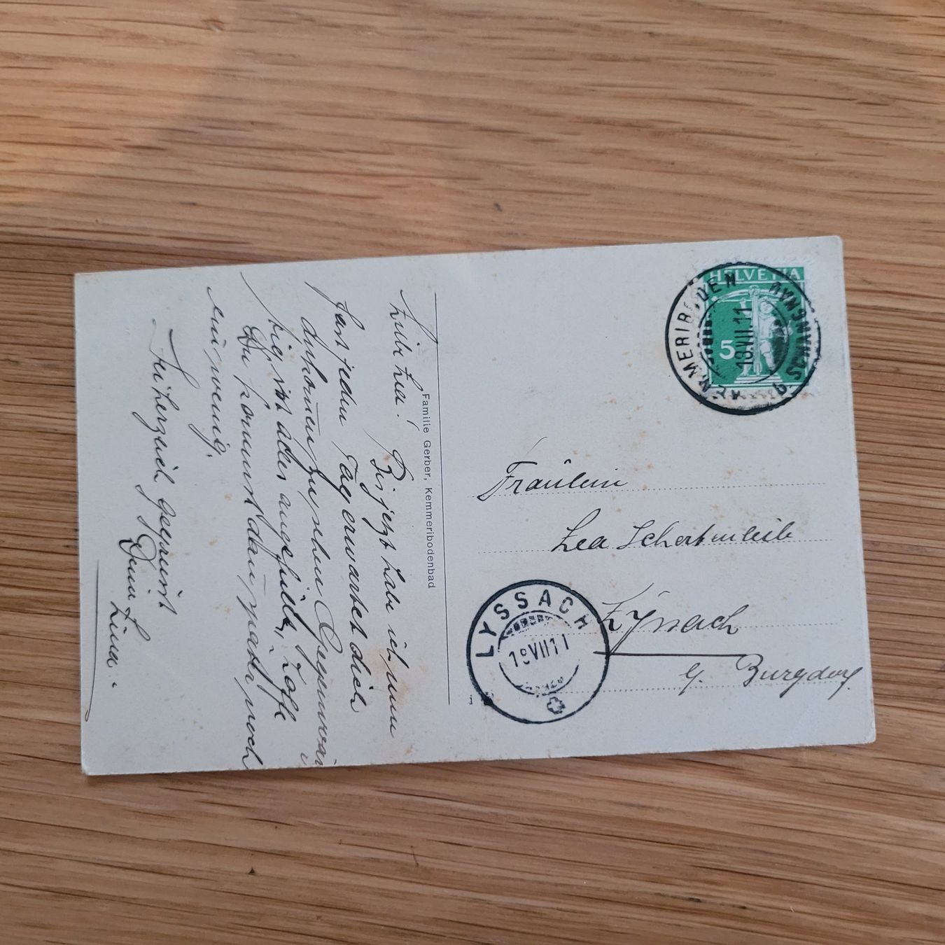 Cartoline postali: Postkarte Ancienne Waldpark Lyssach 1911 – Usato da Biel/Bienne venduto da Destockweb 1