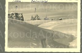 AK sw Siusi Italia Seis, mit Sciliar, Schlern ≈ 1950 