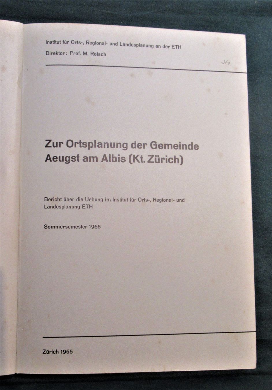 Libri: Aeugst am Albis,  Ortsplanung,  1965 – Usato da Hedingen venduto da Protechnica