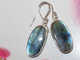 Ohrringe LABRADORIT 925 Silber fazetiert