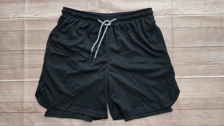 🆕 Active 2-in-1 Sport-Shorts - L - Schwarz mit Tasche