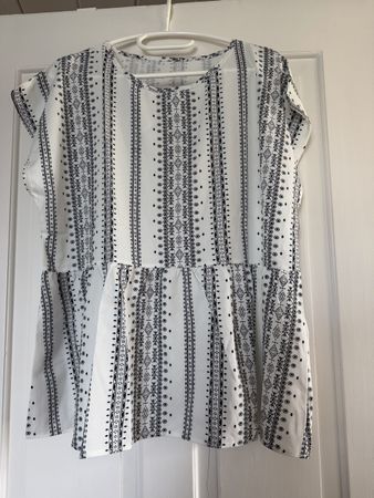 Sommer Tunika Bluse Weiss/Schwarz Gr. XL Neuwertig!