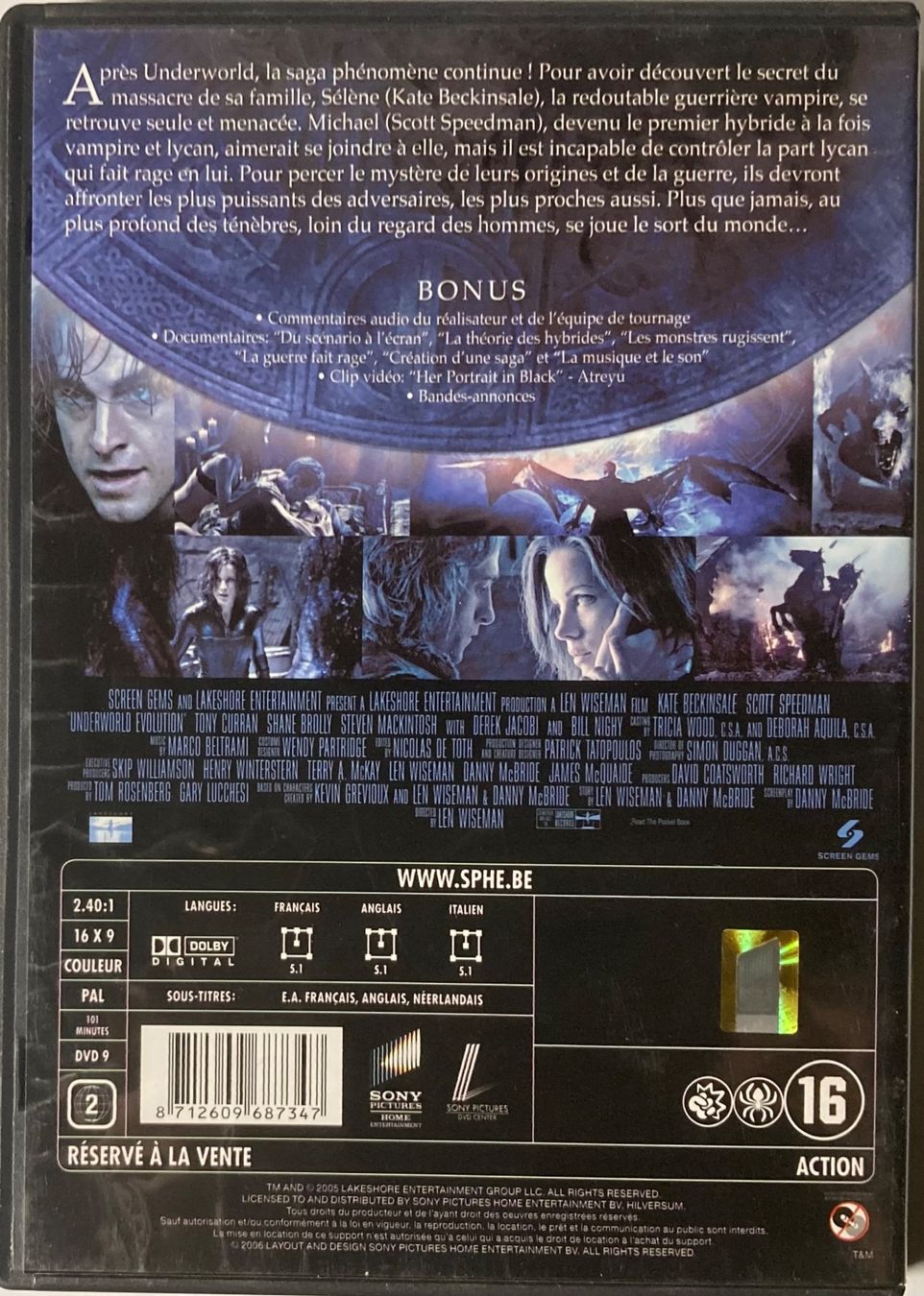 Tutti i DVDs: KATE BECKINSALE / SCOTT SPEEDMAN - UNDERWORLD EVOLUTION – Usato da Poliez-Pittet venduto da Newtown-Records 1