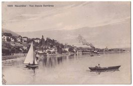 Neuchâtel, vue depuis Serrières, circulée 1913
