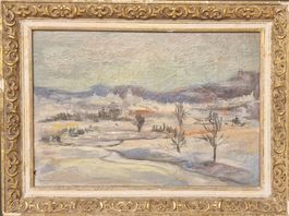 Gemälde Winterlandschaft / unleserlich signiert