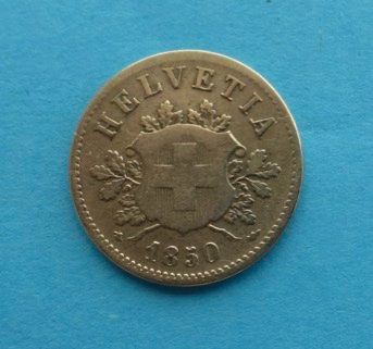 Alle Münzen: 10 Rappen Jahr 1850 BB, gebraucht – Gebraucht aus Niederglatt ZH von Viktor1949