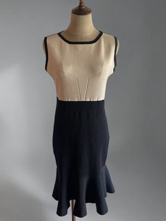 Karen Millen Strickkleid Schwarz Creme Gr. 4
