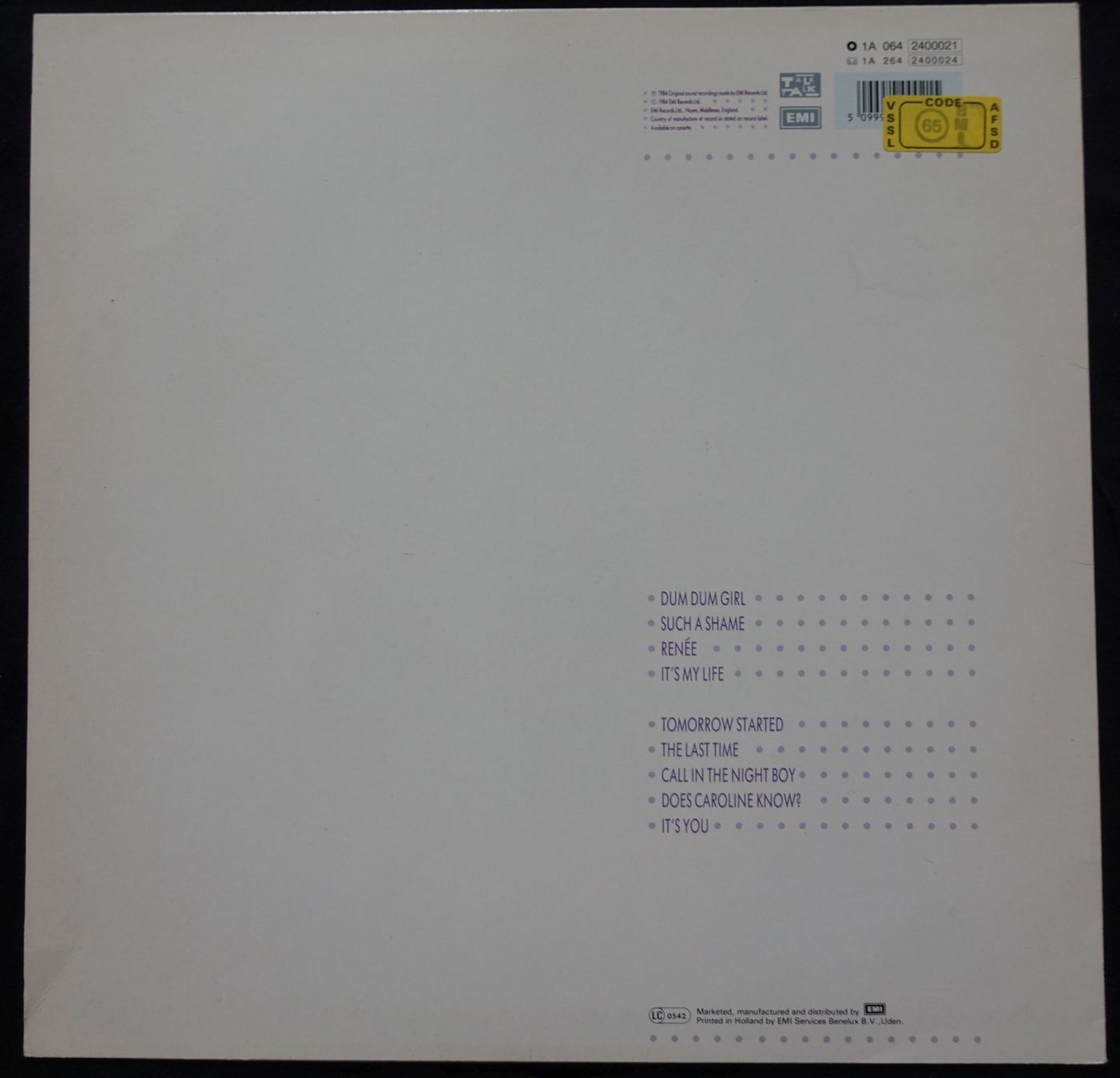 Dischi in vinile: LP Talk Talk – It's My Life – Usato da Gutenswil venduto da Optico 1