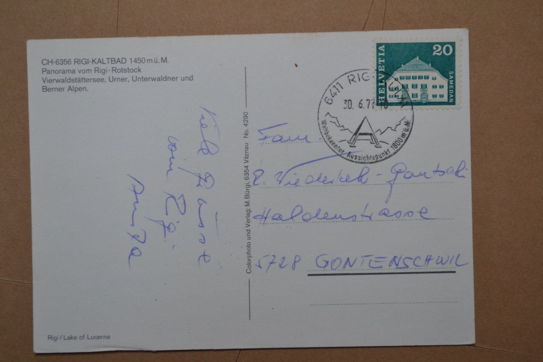 Cartoline postali: AK Rigi-Kaltbad SZ – Usato da Beinwil am See venduto da kajak55 1
