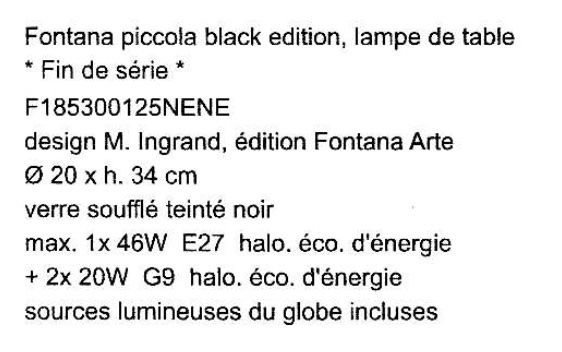 Lampade: Lampe de table : Fontana piccola black edition – Usato da Cernier venduto da pj64 3