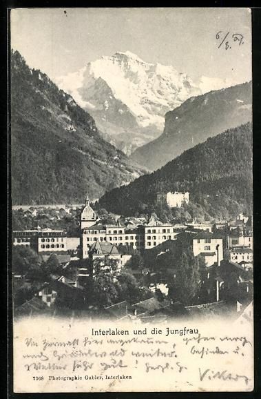 Cartes postales: Interlaken, Teilansicht des Ortes mit Ju – D'occasion à Berlin par bartko-reher