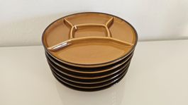 6 piatti marroni per fondue di carne/pesce